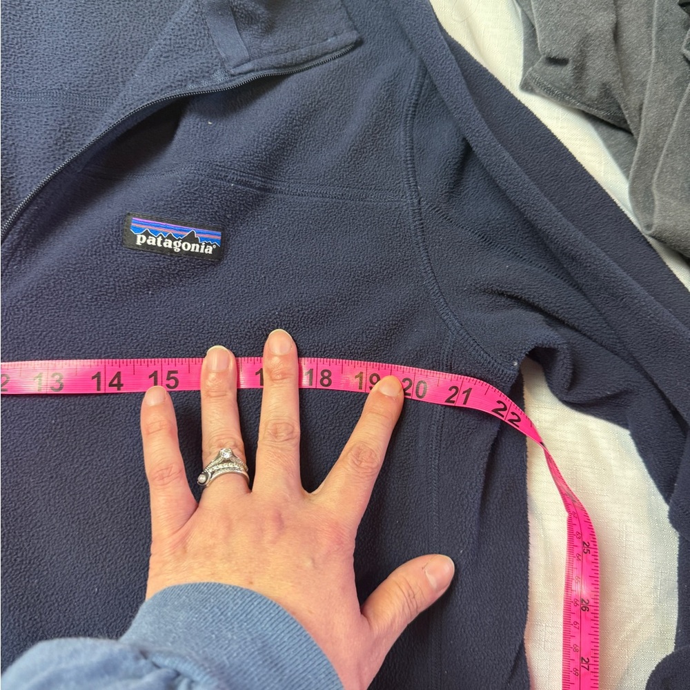 Patagonia Navy Blue Quarter-Zip Fleece Jacket Size L - Picture 5 of 6
